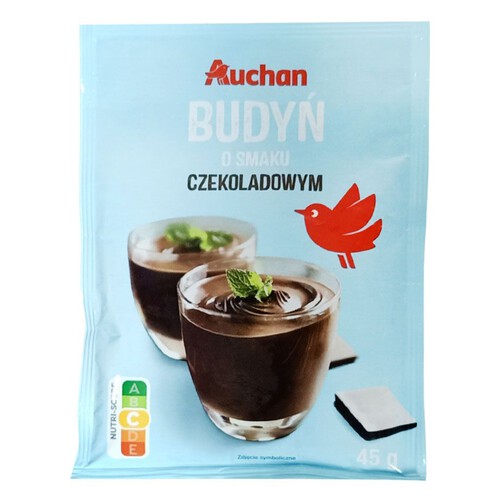 Budyń o smaku czekoladowym z dodatkiem czekolady, bez cukru w proszku Auchan 45 g