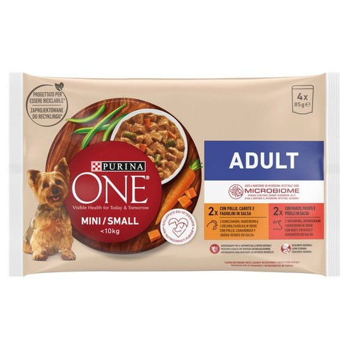 Karma mokra dla psów Adult 2 x kurczak, 2 x wołowina Purina 4 x 85 g