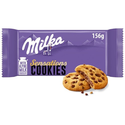 Ciastka z nadzieniem czekoladowym i kawałkami czekolady Sensations Milka 156 g