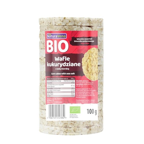 BIO Wafle kukurydziane z solą morską NaturaVena 100 g