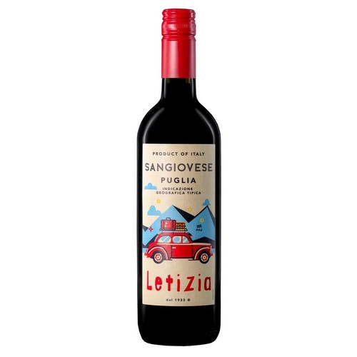 Wino włoskie czerwone półsłodkie Sangiovese IGT Puglia alk. 9,5% obj. Letizia 750 ml
