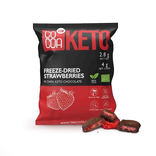 BIO KETO Truskawki w czekoladzie ciemnej bez dodatku cukru Cocoa 40 g