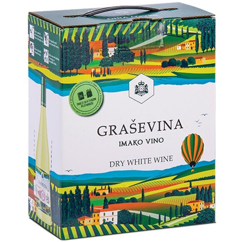 Wino macedońskie białe wytrawne alk. 11,5% obj. Grasevina 3 l