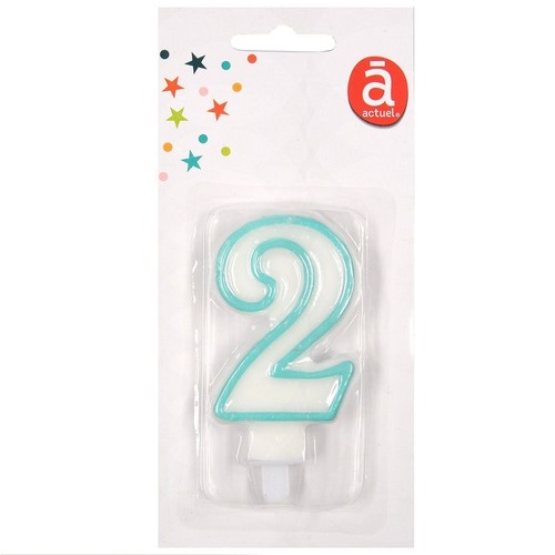 Świeczka urodzinowa "2" 7,5 cm Niebieska Actuel 1 sztuka