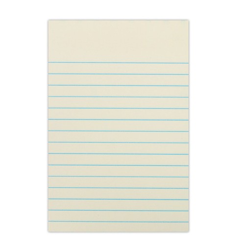 Kremowa kartka papieru w niebieskie linie.