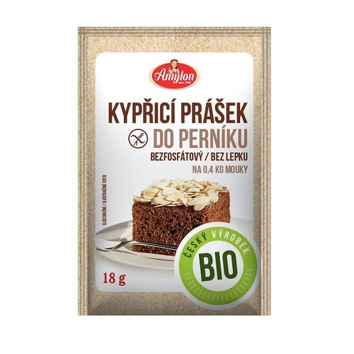 Amylon Proszek do pieczenia do piernika, bezfosforanowy, bezglutenowy, BIO. Opakowanie 18 g.