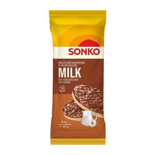 Wafle ryżowo-kukurydziane w polewie mlecznej Sonko 67 g