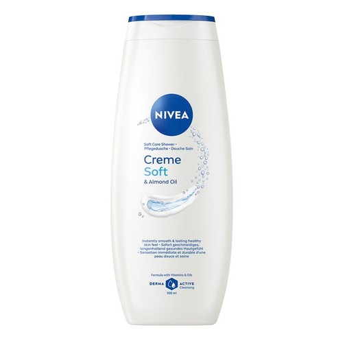 Nivea Creme Soft & Almond Oil, żel pod prysznic dla gładkiej i zdrowej skóry, 500 ml.