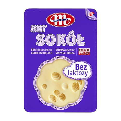 Ser Sokół bez laktozy dojrzewający plastry Mlekovita 150 g