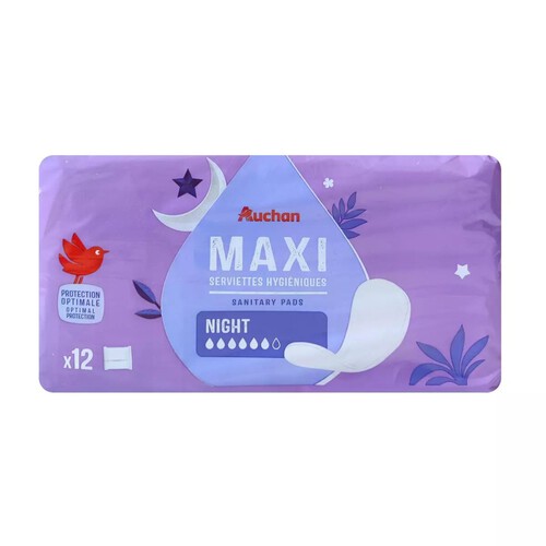 Podpaski higieniczne Maxi Night  Auchan 12 sztuk