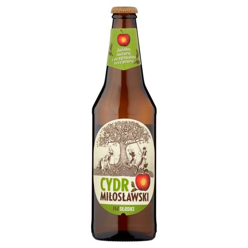 Cydr Miłosławski jabłkowy półsłodki alk. 4,5% obj. Browar Fortuna 500 ml