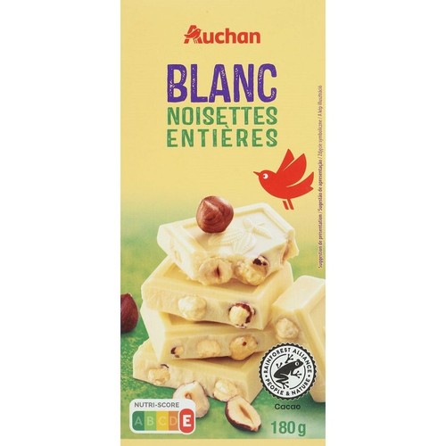 Czekolada biała z orzechami laskowymi Auchan 180 g