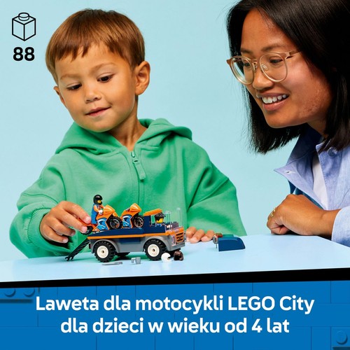 City Laweta dla motocykli 60491, zabawka z dwiema minifigurkami LEGO 1 sztuka