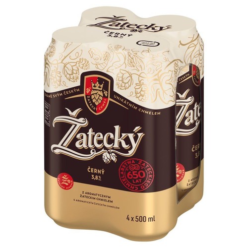 Piwo ciemne Cerne alk. 3,8 % obj.  Zatecky 4 x 500 ml