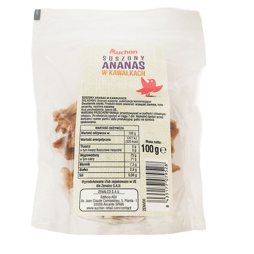 Ananas suszony w kawałkach Auchan 100 g
