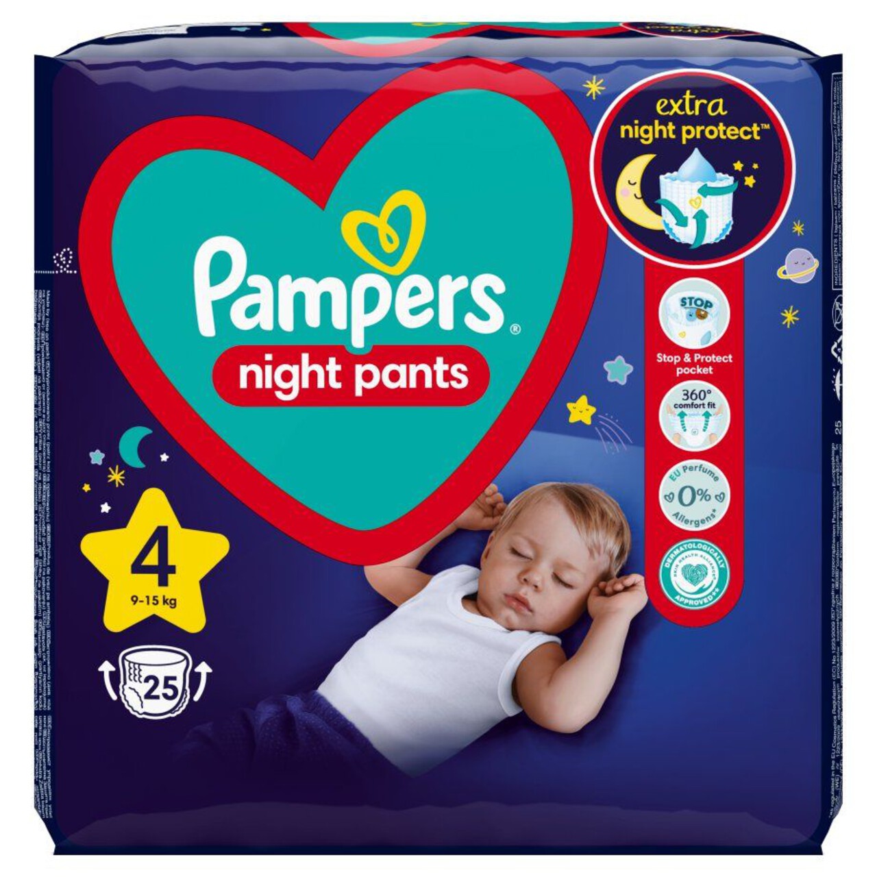 Pieluchmajtki nocne 4 9-15 kg Pampers 25 sztuk