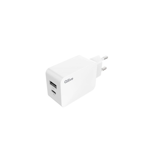 Ładowarka sieciowa USB-A i USB-C 5V 2,4A 27W biała Qilive 1 sztuka