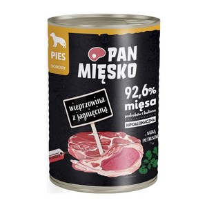 Karma mokra dla psa z wieprzowiną i jagnięciną Pan Mięsko 400 g