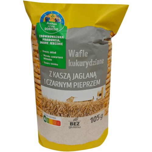 Wafle kukurydziane z kaszą jaglaną i czarnym pieprzem Auchan 105 g