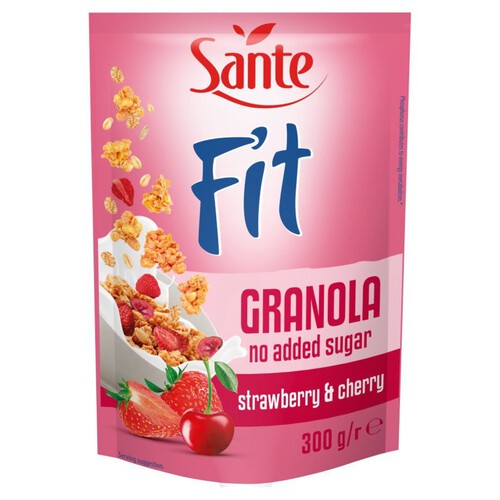 Fit granola z truskawką i wiśnią bez dodatku cukrów Sante 300 g