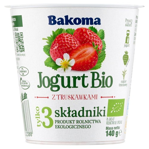 BIO jogurt z truskawkami Bakoma 140 g