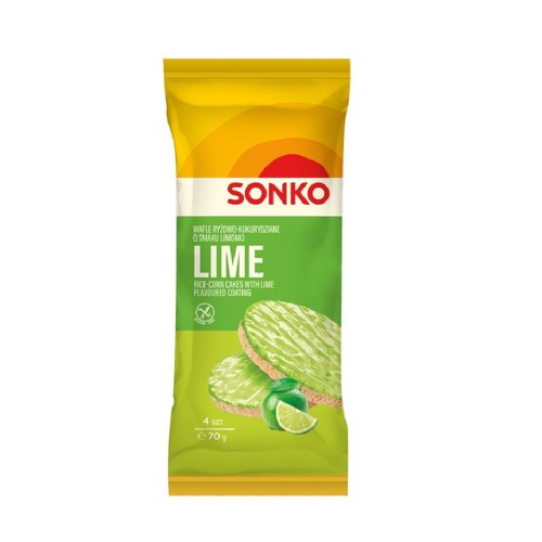 Wafle ryżowo-kukurydziane o smaku limonki  Sonko 70 g