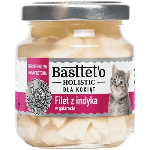 Karma mokra dla kociąt filet z indyka w galarecie  Basttet'o Holistic 130 g