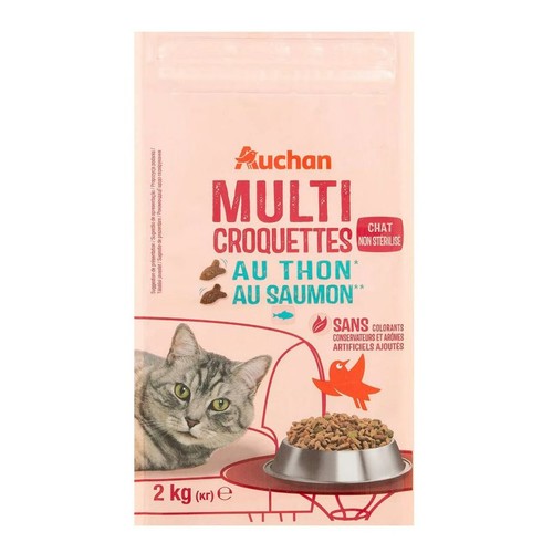 Karma sucha dla kotów z tuńczykiem i łososiem Auchan 2 kg