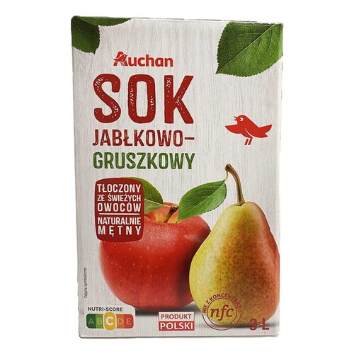 Sok jabłkowo - gruszkowy tłoczony Auchan 3 l