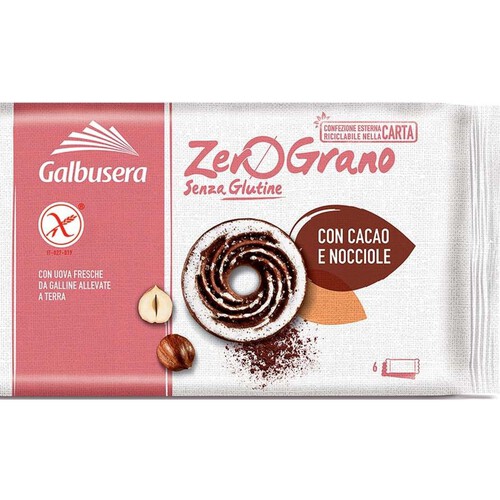 Kruche ciastka z kakao i orzechami bez glutenu Galbusera 220 g