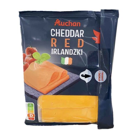 Ser cheddar czerwony twardy w plastrach Auchan 150 g