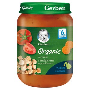 BIO Jarzynki z indykiem w pomidorach po 6. miesiącu Gerber 190 g