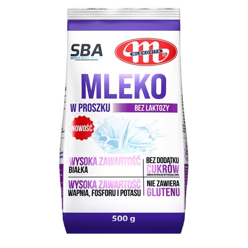 SBA Mleko w proszku bez laktozy    Mlekovita 500 g