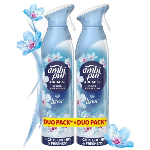 Zestaw 2 mgiełek Ambi Pur Air Mist Spring Awakening. Odświeżacze z Lenor, do walki z nieprzyjemnymi zapachami.