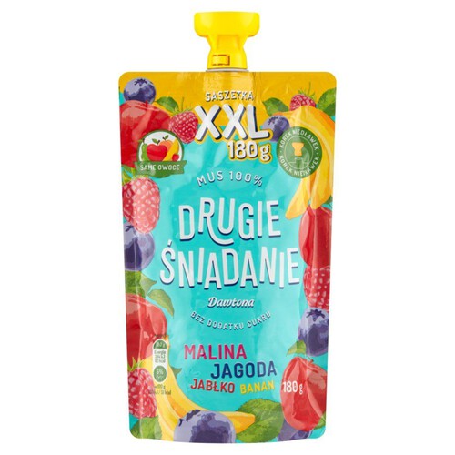 Drugie Śniadanie Mus malina/jagoda/jabłko/banan  Dawtona 180 g