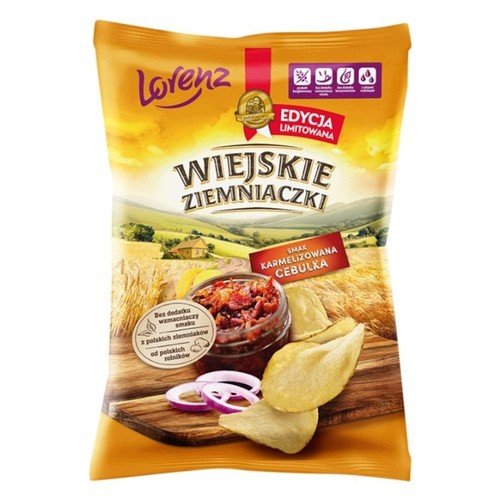 Chipsy ziemniaczane o smaku karmelizowanej cebulki Wiejskie Ziemniaczki 130 g