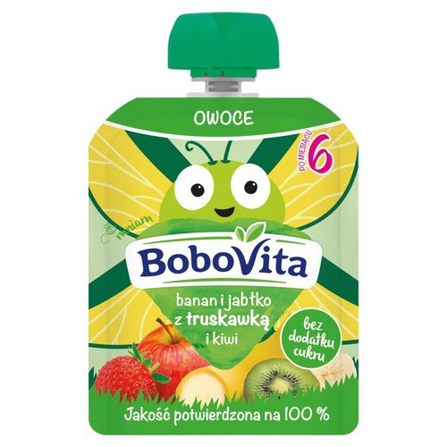 Banan i jabłko z truskawką i kiwi po 6 miesiącu BoboVita 80 g