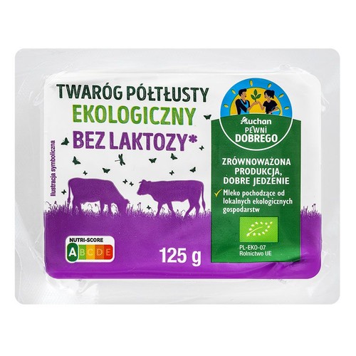 Twaróg półtłusty bez laktozy   Pewni Dobrego 125 g