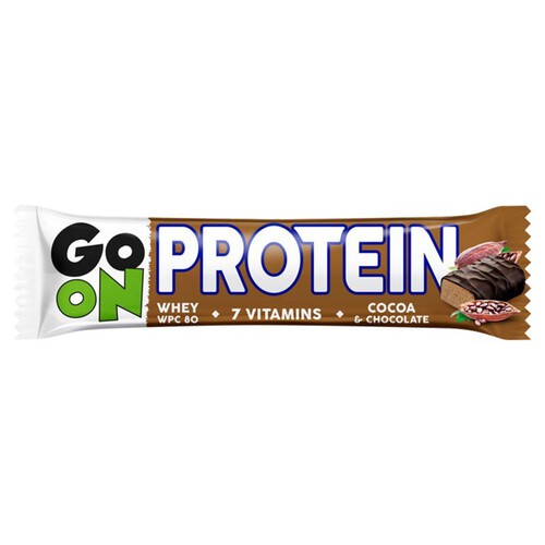 Proteinowy baton kakaowy w czekoladzie deserowej z witaminami Protein GO ON 50 g