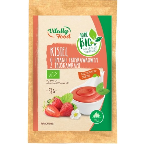 BIO Kisiel o smaku truskawkowym z truskawkami   Vitally Food 38 g