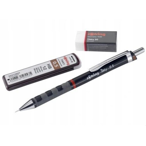 Ołówek Tikky 0.5 + grafity 0.5 HB + gumka Rotring zestaw