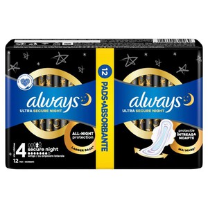 Podpaski Ultra Secure Night with wings Always 12 sztuk