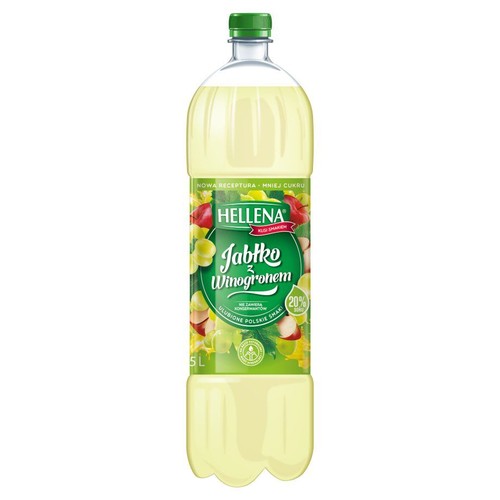Hellena Jabłko z Winogronem, napój owocowy 5 litrów. Etykieta z grafiką jabłek i winogron.