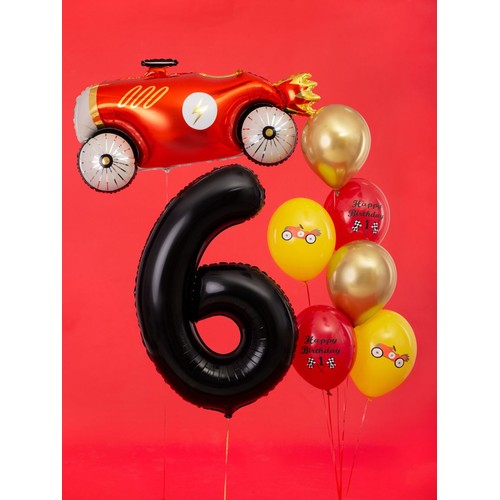 Balon foliowy Cyfra '6' 86cm czarny (1 op. / 1 szt.) PartyDeco 1 sztuka