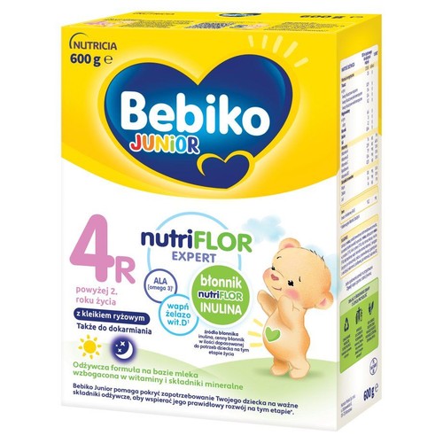 Opakowanie Bebiko Junior 4R, odżywcza formuła na bazie mleka dla dzieci powyżej 2 lat, 600g.