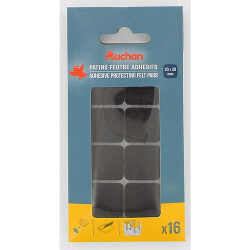 Zestaw podkładek filcowych z klejem 20x20 mm  Auchan 16 sztuk