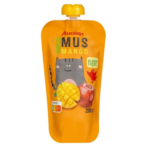 Mus jabłko - mango bez dodatku cukru Auchan 200 g