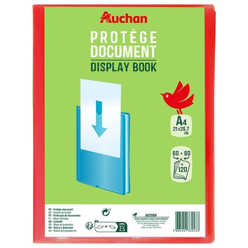 Czerwony album ofertowy Auchan A4, 120 kieszonek.