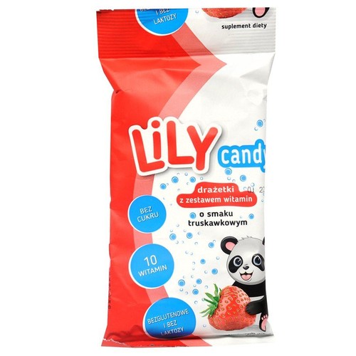 Drażetki z zestawem witamin o smaku truskawkowym Lily Candy 40 g