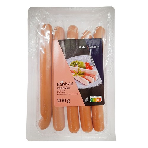 Parówki z indyka zawartość mięsa 93% Auchan Collection  200 g